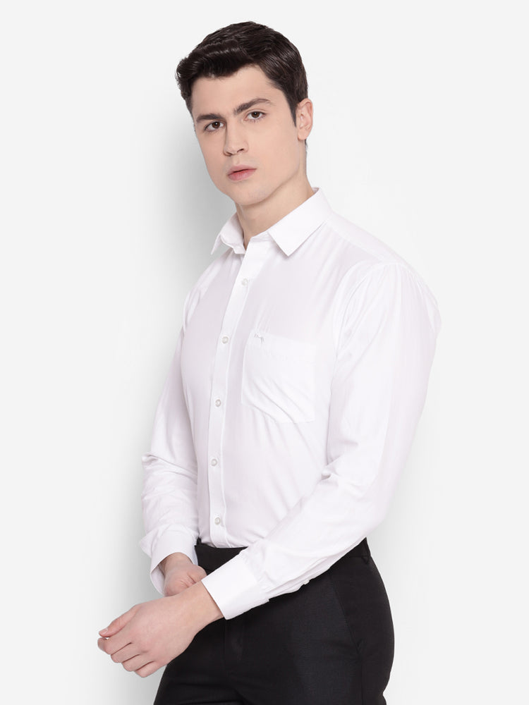 JUMP USA Men White Solid Cotton Formal Shirts - JUMP USA