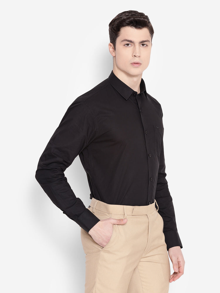 JUMP USA Men Black Solid Cotton Formal Shirts - JUMP USA