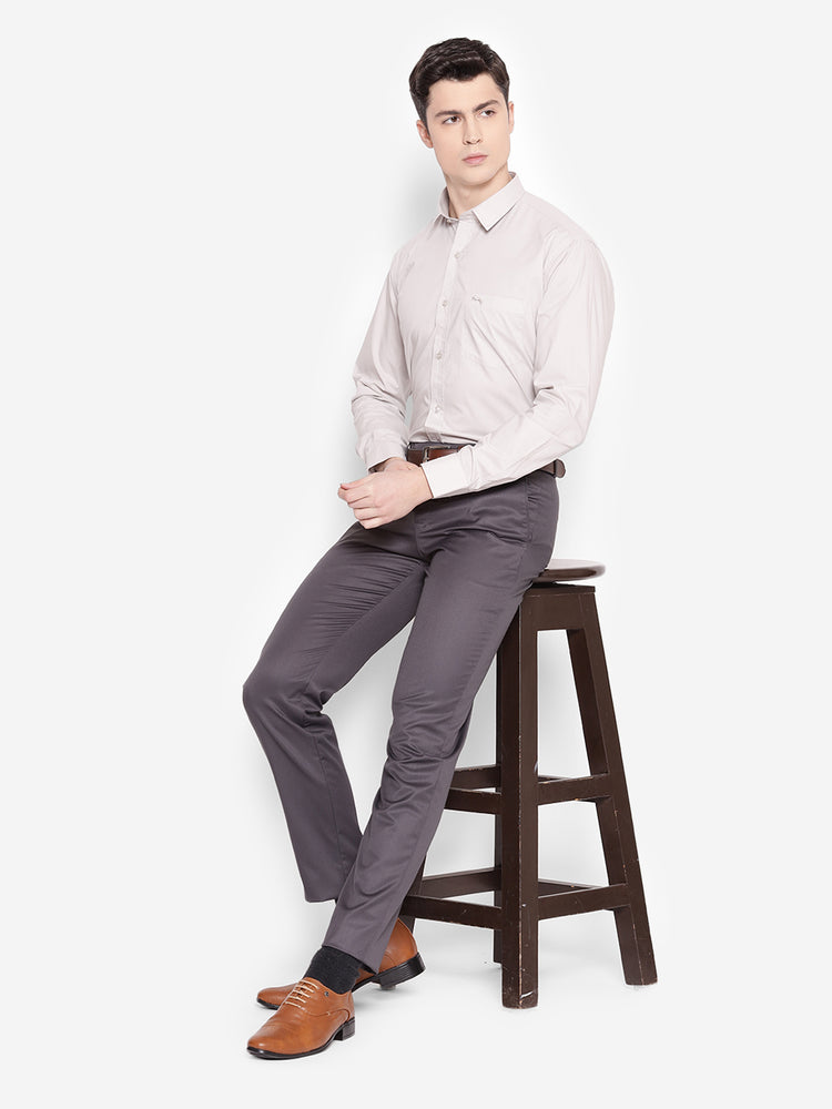 JUMP USA Men Grey Solid Cotton Formal Shirts - JUMP USA